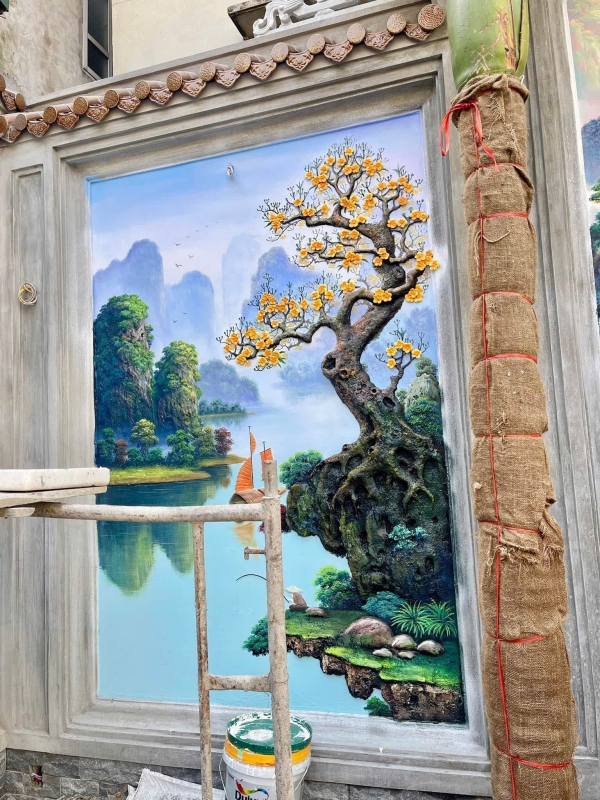 Tranh đắp mai điểu (2)