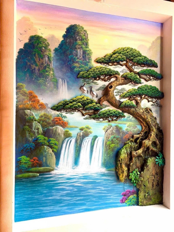 Tranh đắp tùng nghênh khách